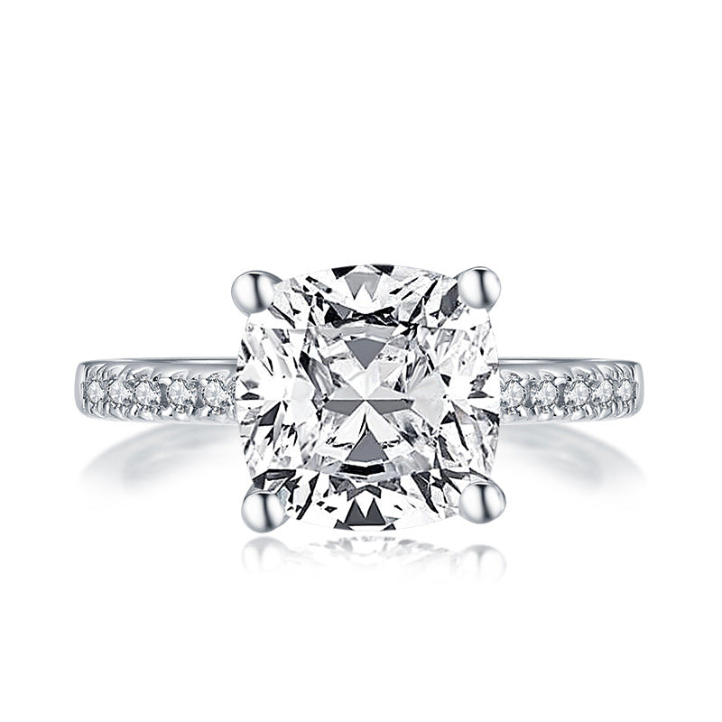 Moissanite Square Stud Earrings - Sterling Silver Geometric Design