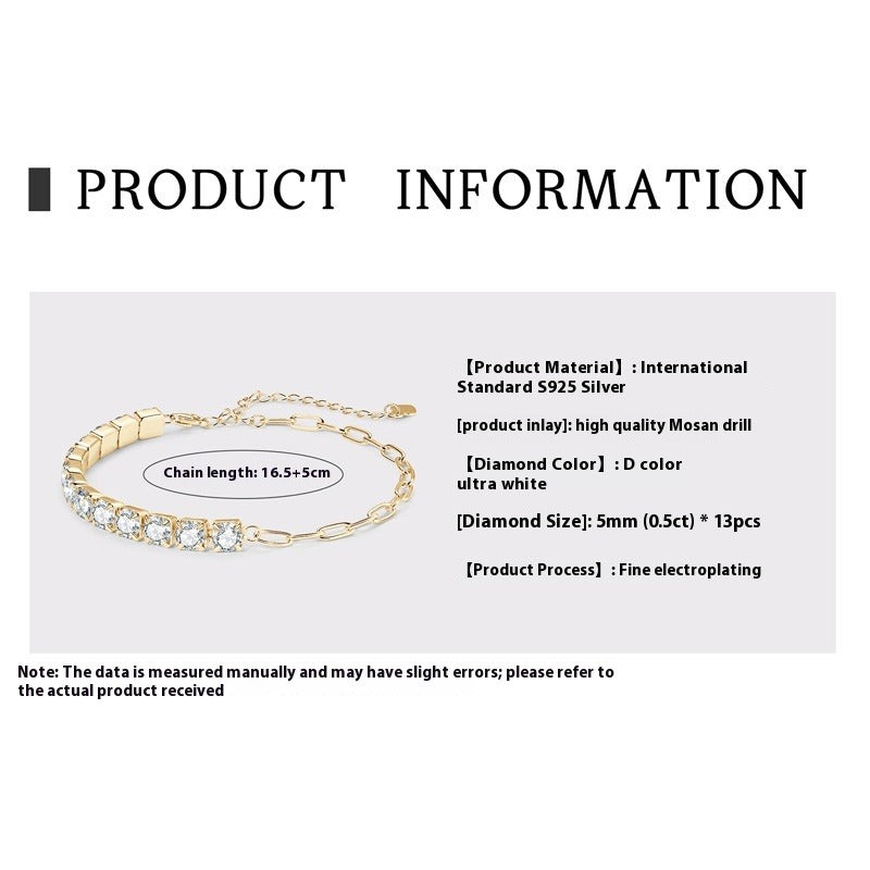 Luxury Full Diamond Tennis Bracelet - S925 Sterling Silver Women's Chain