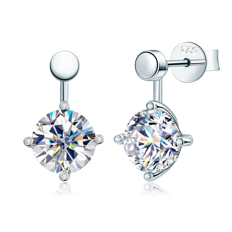 Moissanite Stud Earrings - Sterling Silver Designer Jewelry for Women