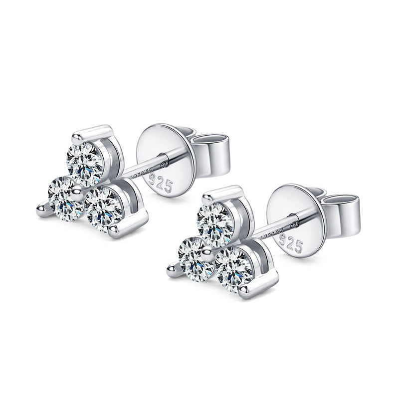 S925 Sterling Silver Four Leaf Clover Moissanite Stud Earrings - Luxury Design