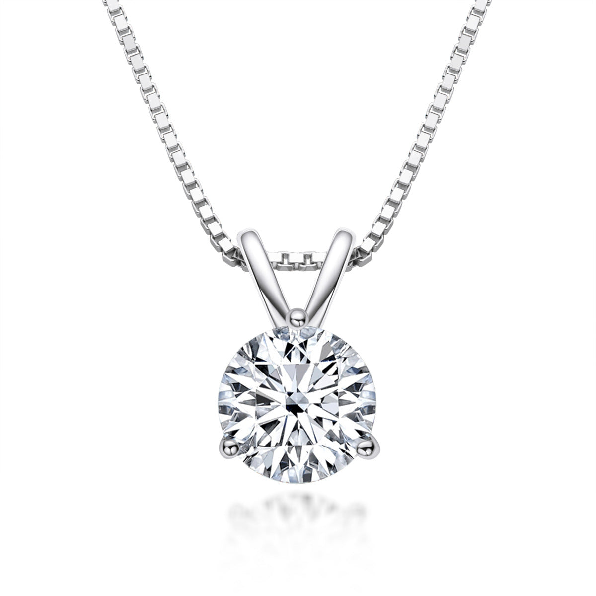 S925 Sterling Silver Six-Prong Moissanite Necklace - Classic Delicate Chain