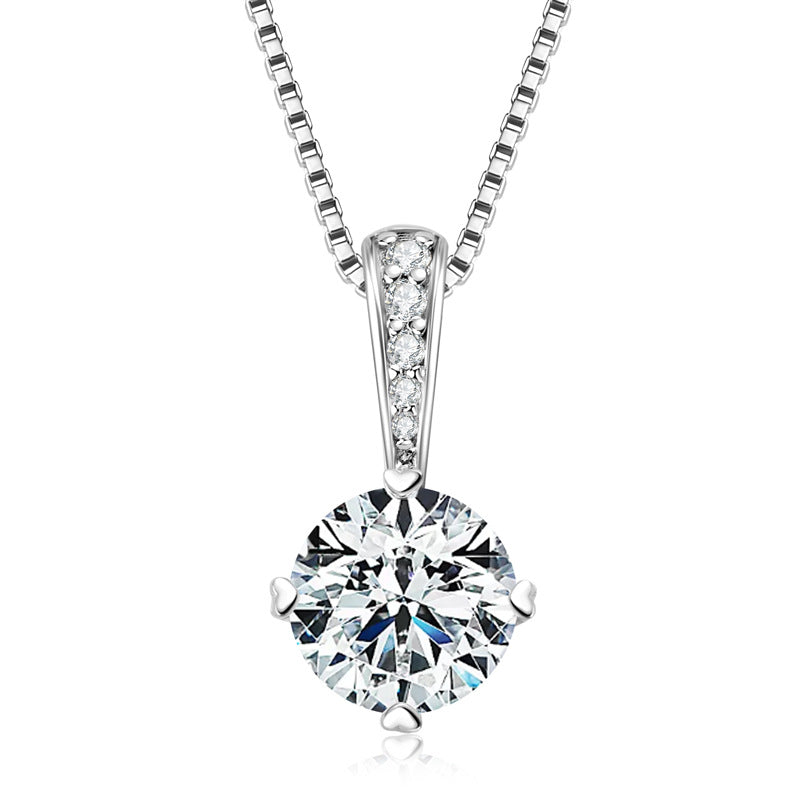 S925 Sterling Silver Four Prong Moissanite Necklace - 18K Gold Plated Pendant