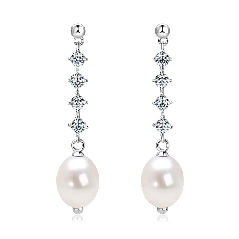 Natural Freshwater Pearl Classic Stud Earrings - Sterling Silver for Women