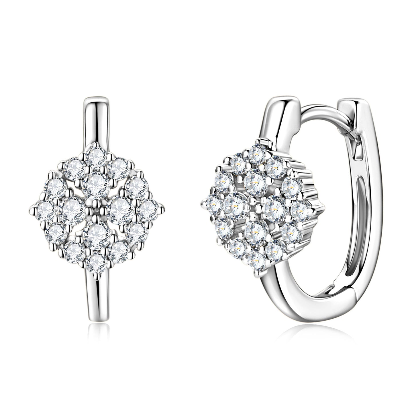 Halo Moissanite Stud Earrings - 18K Gold Plated Sterling Silver for Women