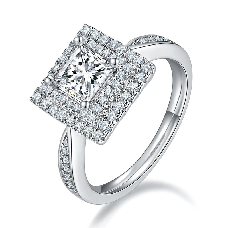 1 Carat Moissanite Wedding Ring - 925 Sterling Silver Engagement Ring for Women