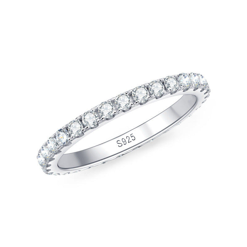 Bohemian Moissanite Row Ring - S925 Sterling Silver Versatile Band Jewelry