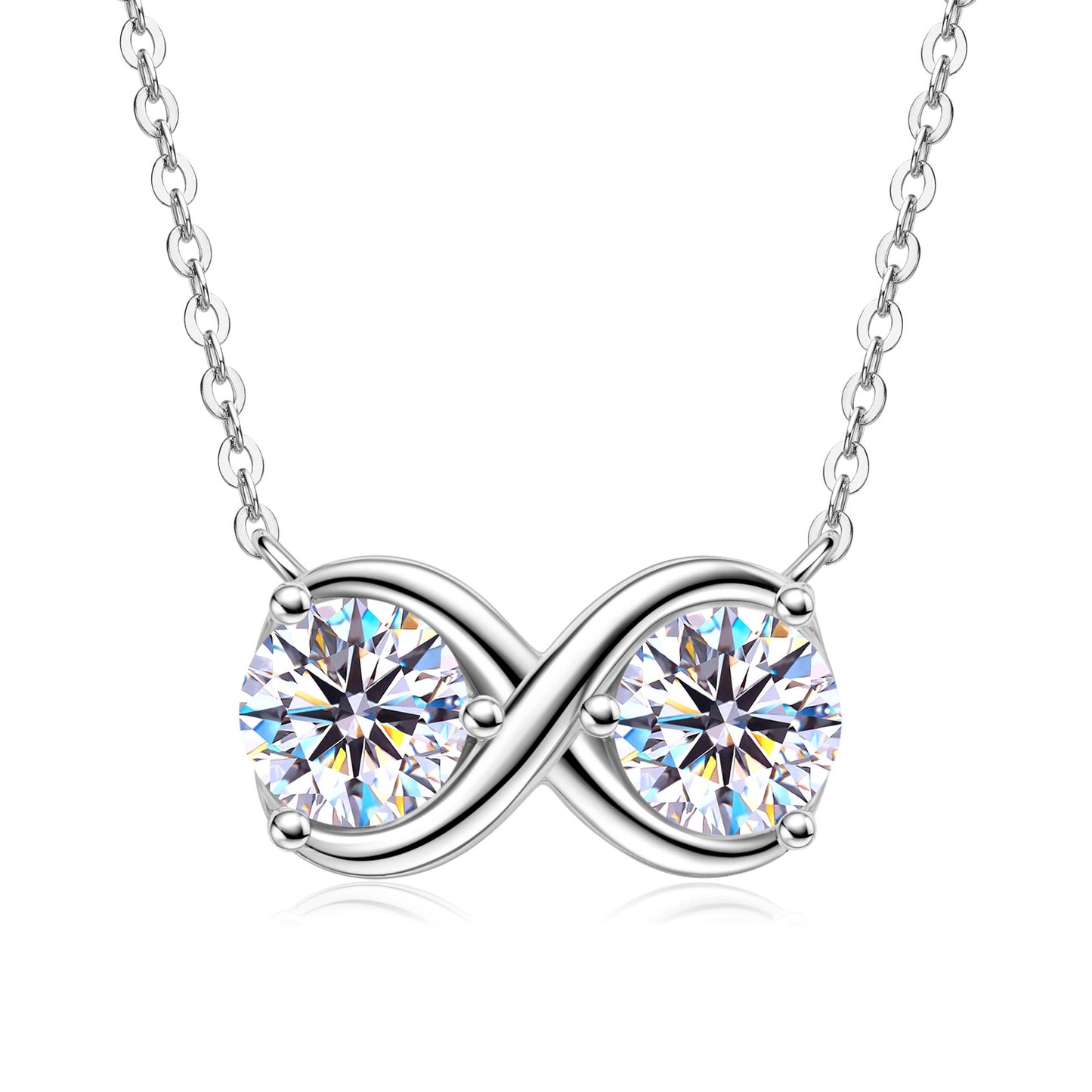 Sterling Silver Infinity Necklace - Moissanite Pendant for Women