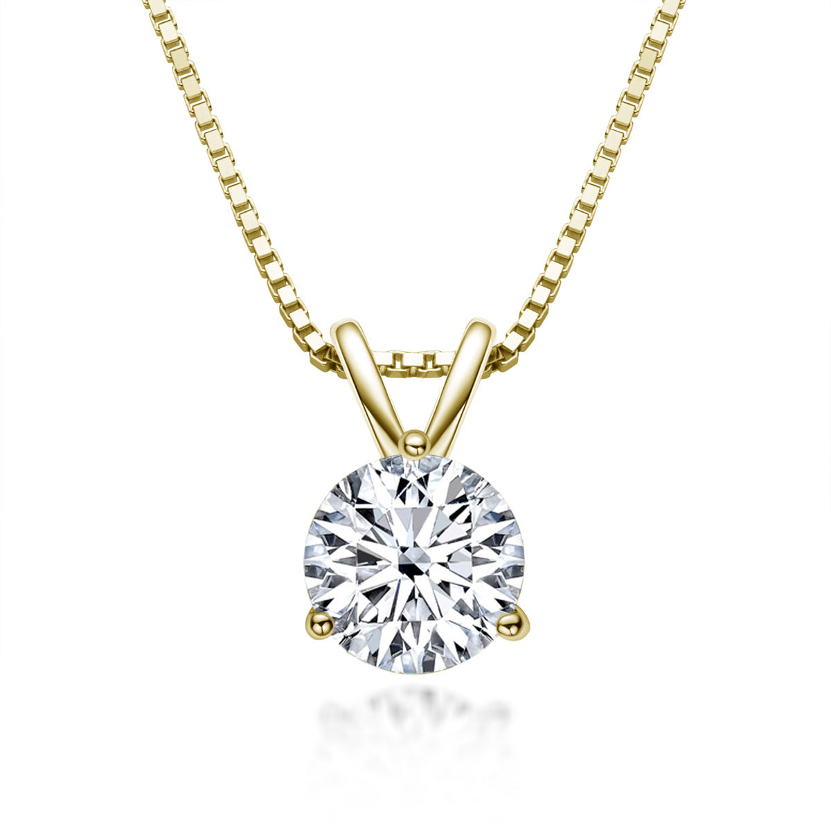 S925 Sterling Silver Six-Prong Moissanite Necklace - Classic Delicate Chain