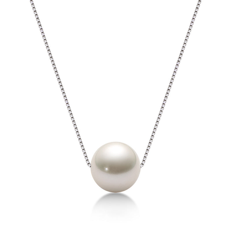 S925 Sterling Silver Freshwater Pearl Necklace - Minimalist Single Pearl Pendant