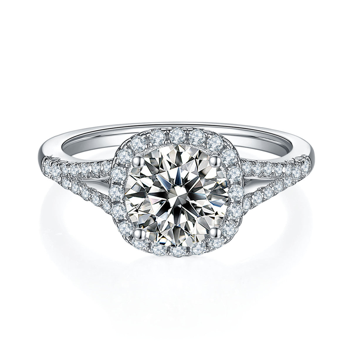 S925 Sterling Silver 18K Gold Plated Square Moissanite Ring - Double Band Design
