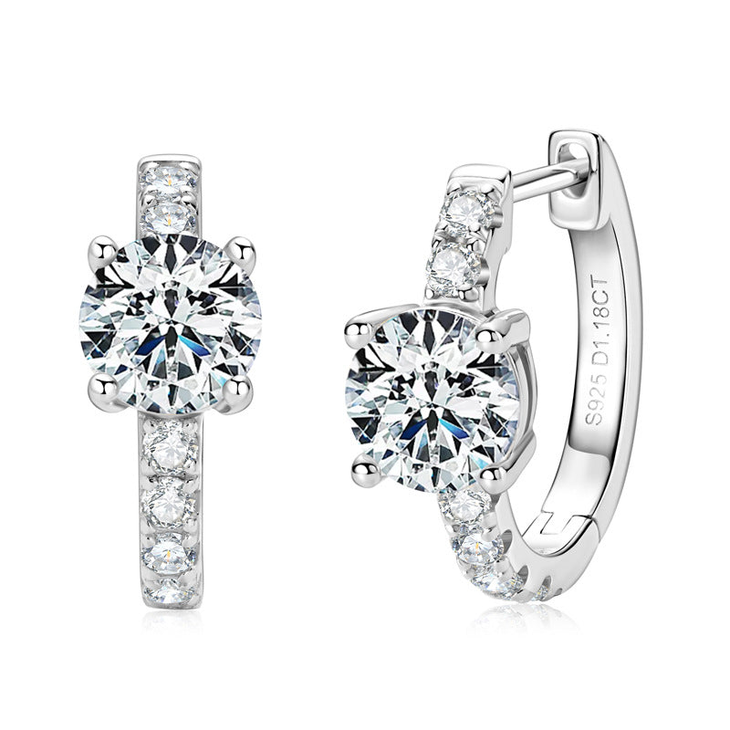 All Moissanite Stud Earrings - Premium Four-Prong Setting Sterling Silver