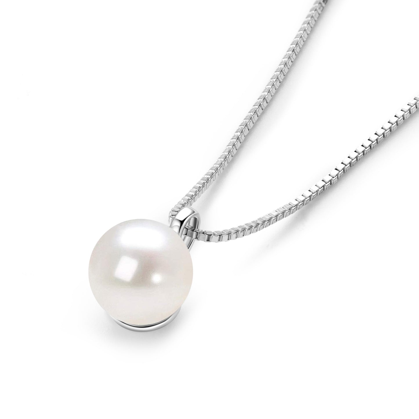 S925 Sterling Silver Natural Freshwater Pearl Necklace - Dual Color Options Single Pearl Pendant