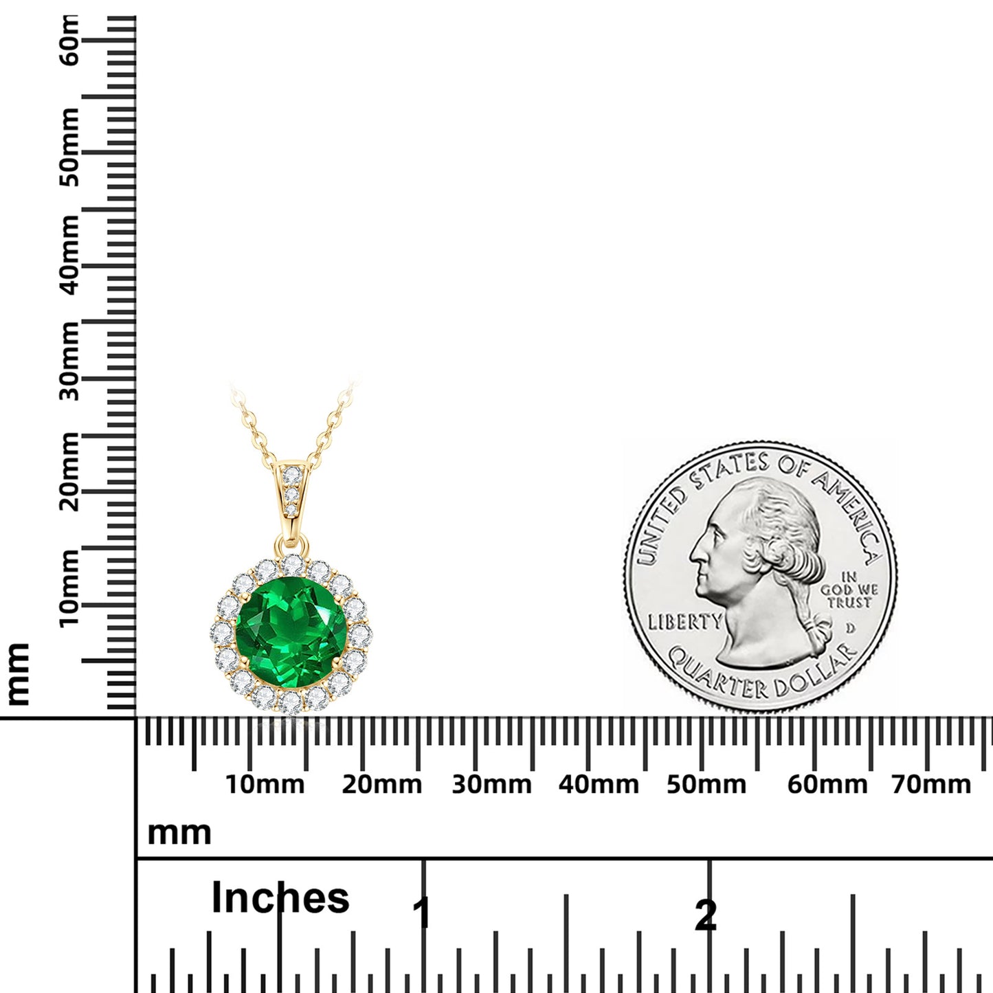 925 Sterling Silver Emerald Teardrop Necklace - Geometric Pendant Chain Necklace