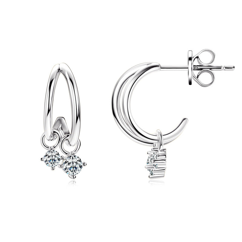 D Color Moissanite Stud Earrings - S925 Sterling Silver 18K Gold Plated High-End Earrings