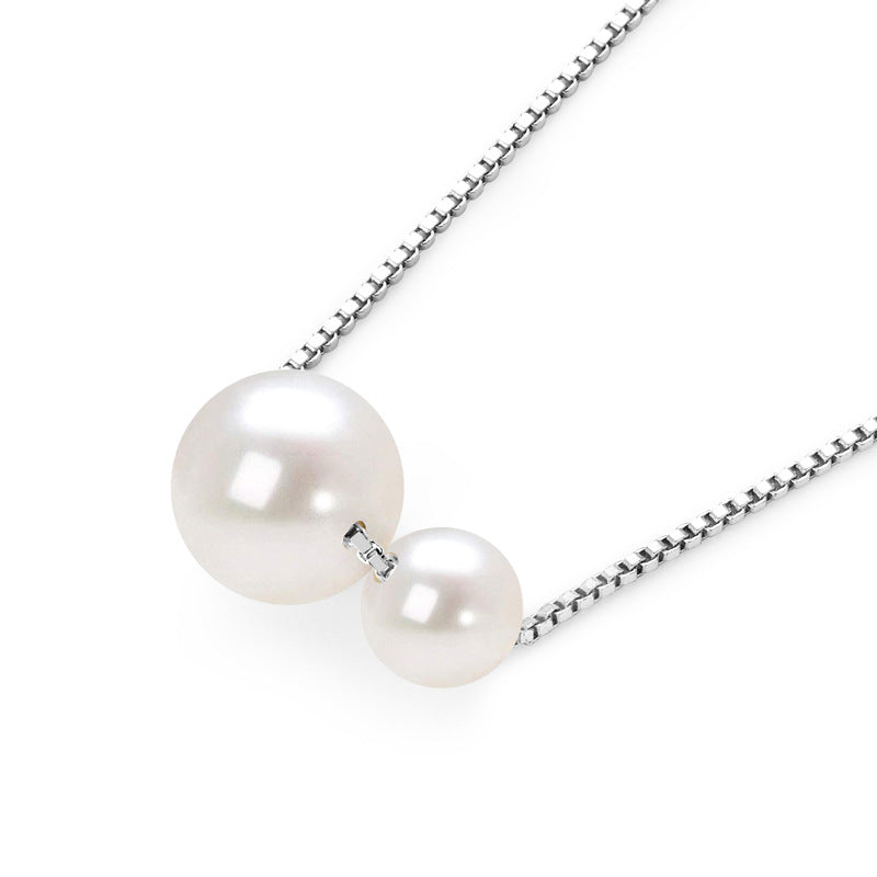 Natural Freshwater Pearl Pendant Necklace - 925 Sterling Silver Delicate Chain