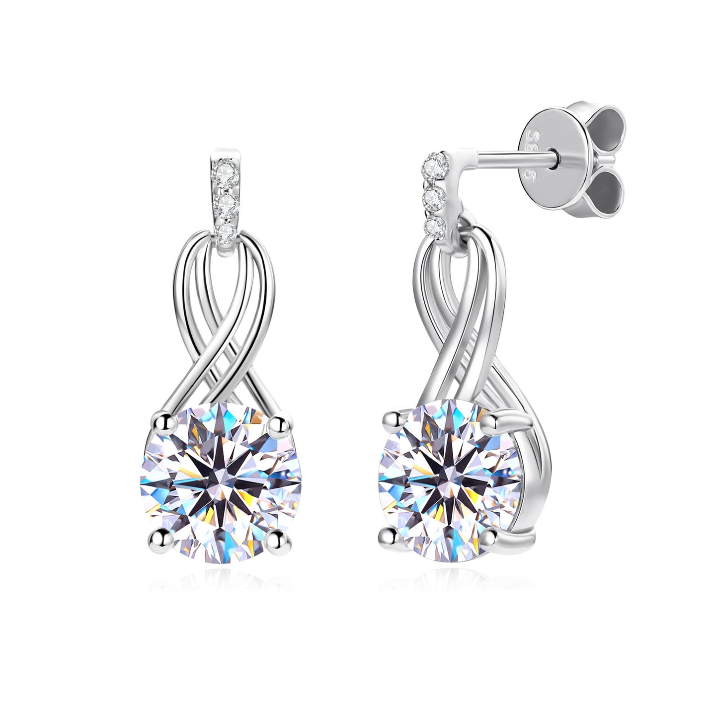 2 Carat Moissanite Drop Earrings - Sterling Silver French Style for Women