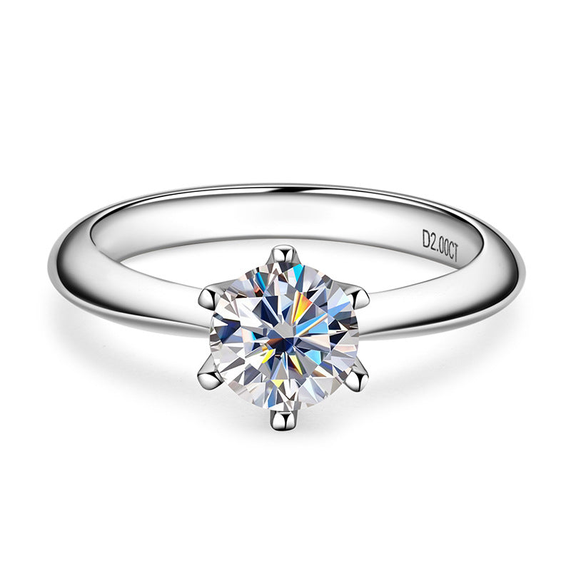 Classic Six-Prong D Color Moissanite Ring - 18K Gold Plated Engagement Ring