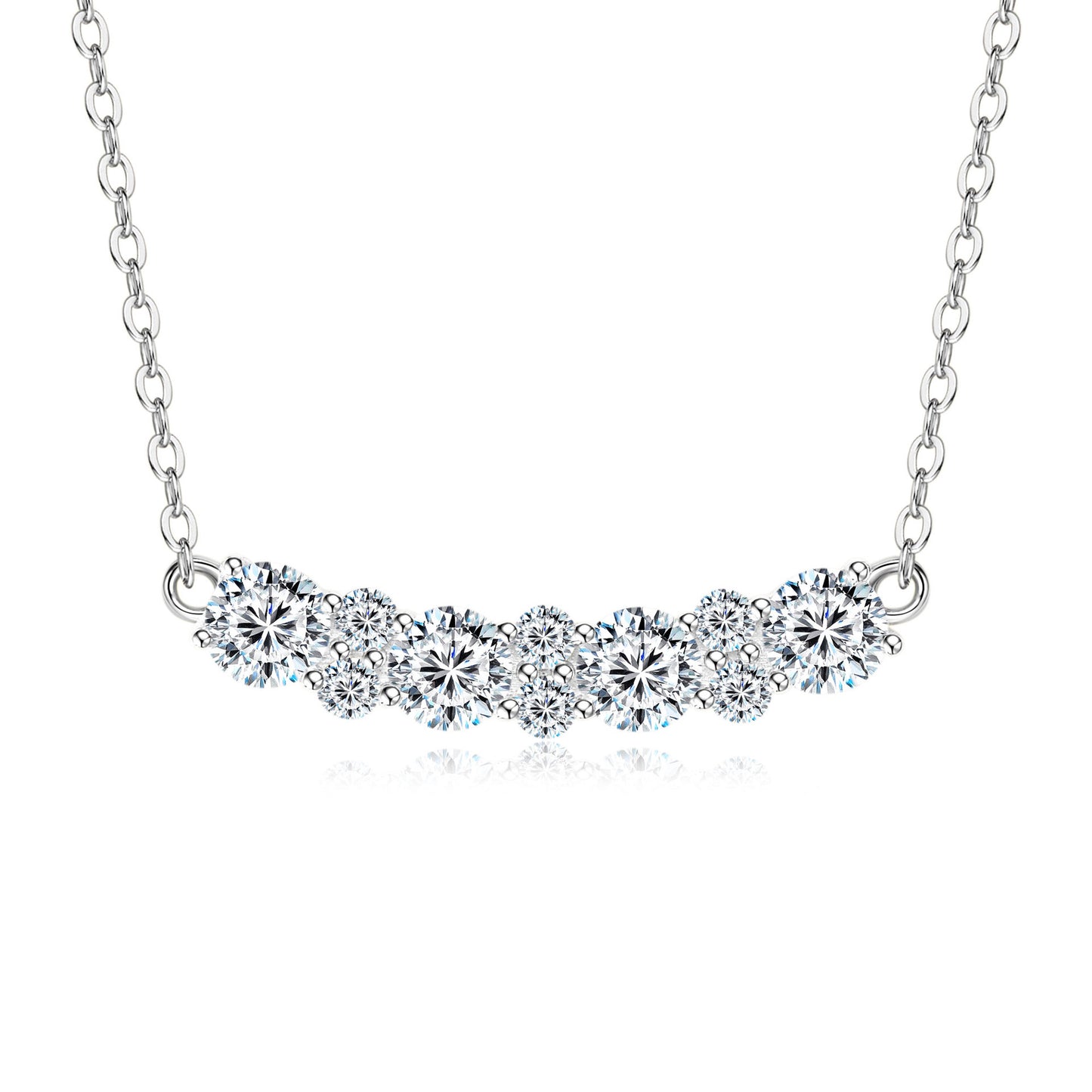 Moissanite Smile Necklace - S925 Sterling Silver Collarbone Chain for Women
