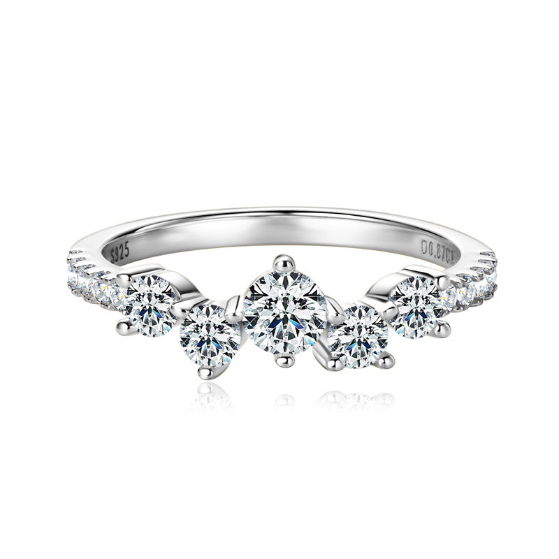 D-Color Moissanite Gypsy Ring - S925 Sterling Silver Versatile Band for Women