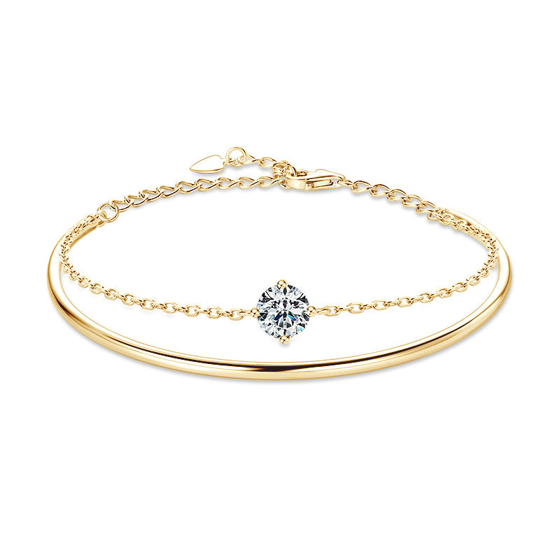 S925 Sterling Silver Stackable Moissanite Bracelet - Layering Luxury Jewelry