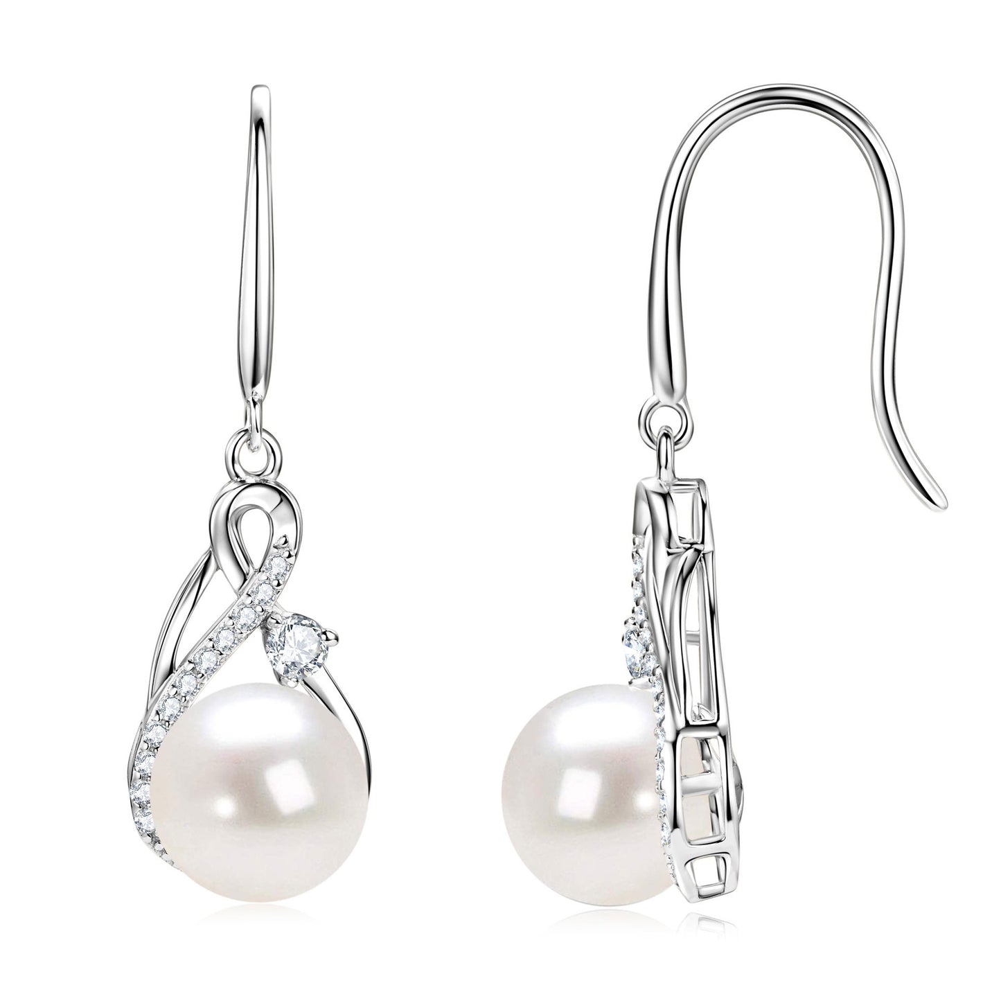 Natural Freshwater Pearl Hook Earrings - Sterling Silver for Women