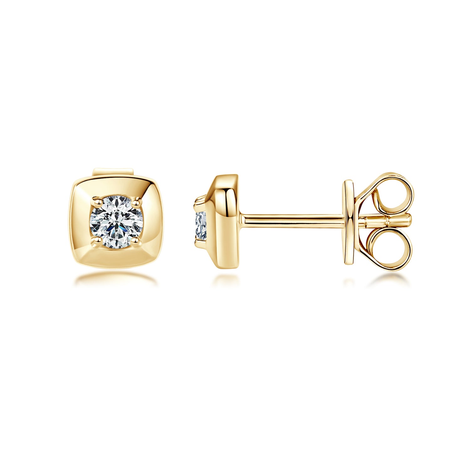 S925 Sterling Silver Square Moissanite Stud Earrings - Comfortable Sleep-In Earrings
