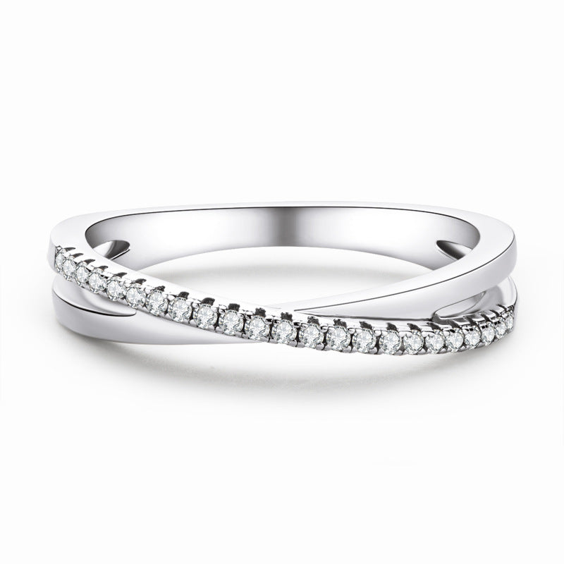S925 Sterling Silver X-Shaped Cross Moissanite Ring - Tail Ring