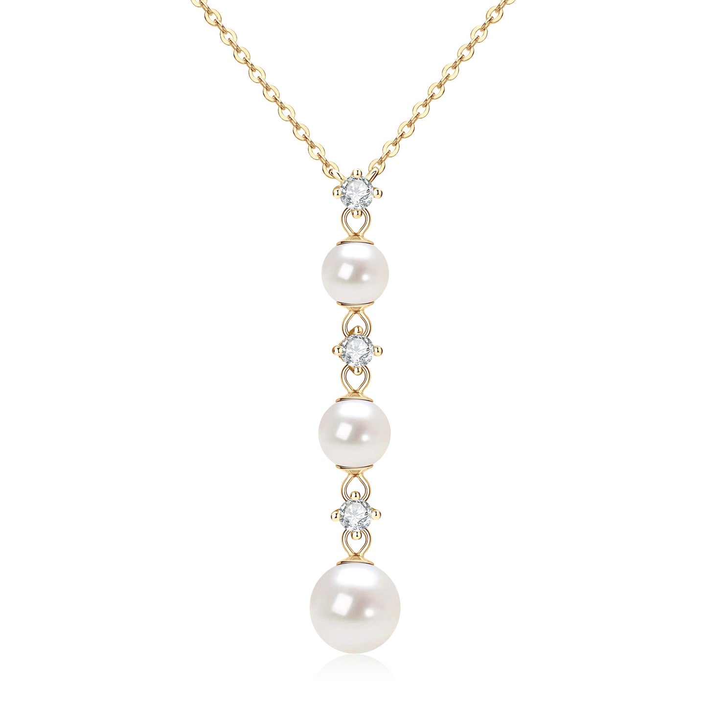 Natural Freshwater Pearl Delicate Chain Necklace - Invisible Floating Pearl Necklace