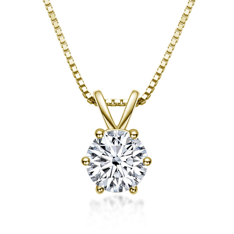 Premium 1 Carat D Color Moissanite Necklace - Six-Prong 925 Silver Pendant