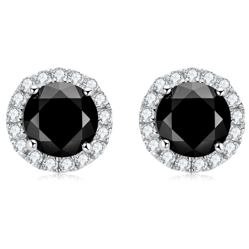 S925 Sterling Silver Black Moissanite Stud Earrings - Sophisticated Fashion Statement