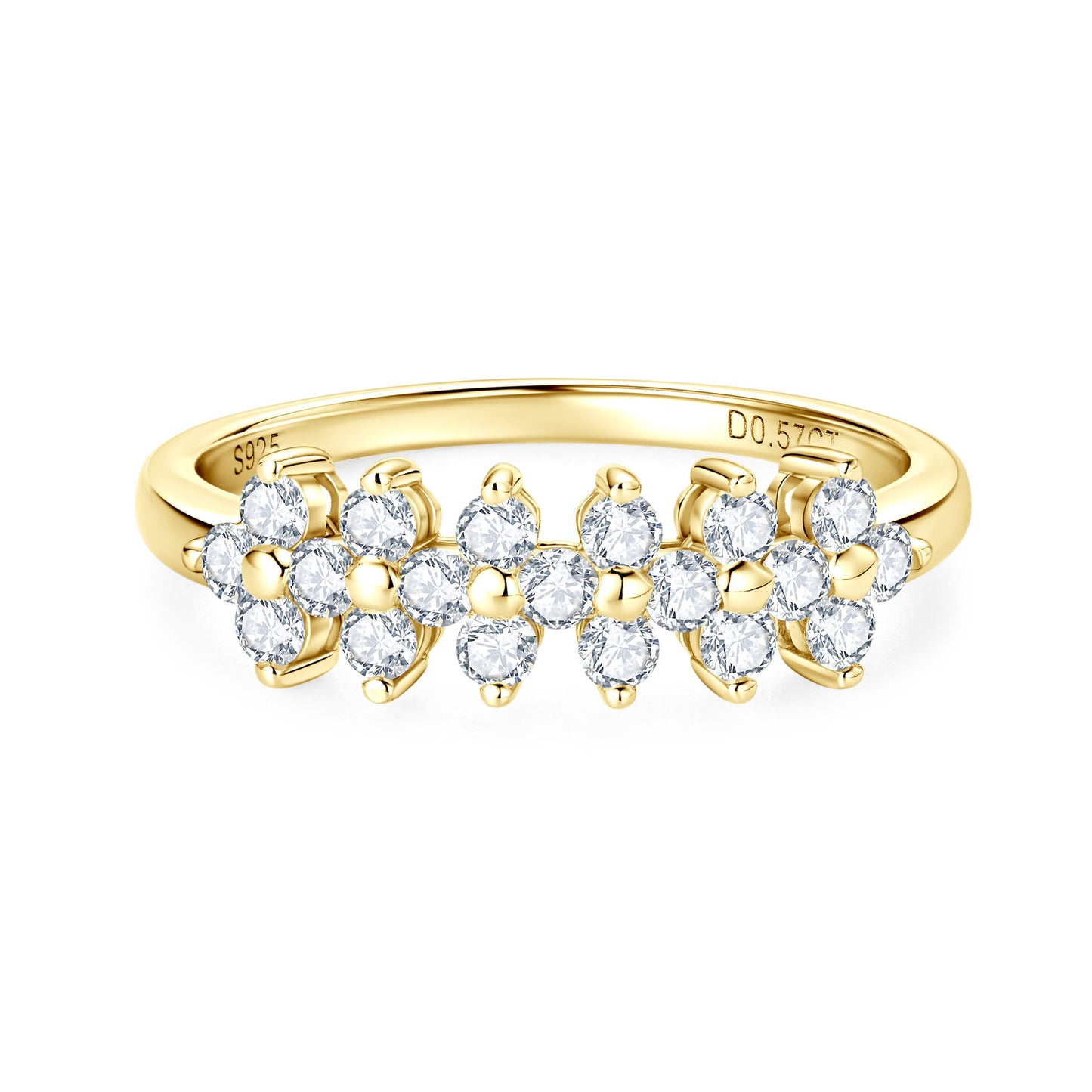 S925 Sterling Silver Four Leaf Clover Moissanite Ring - D Color Luxury Design