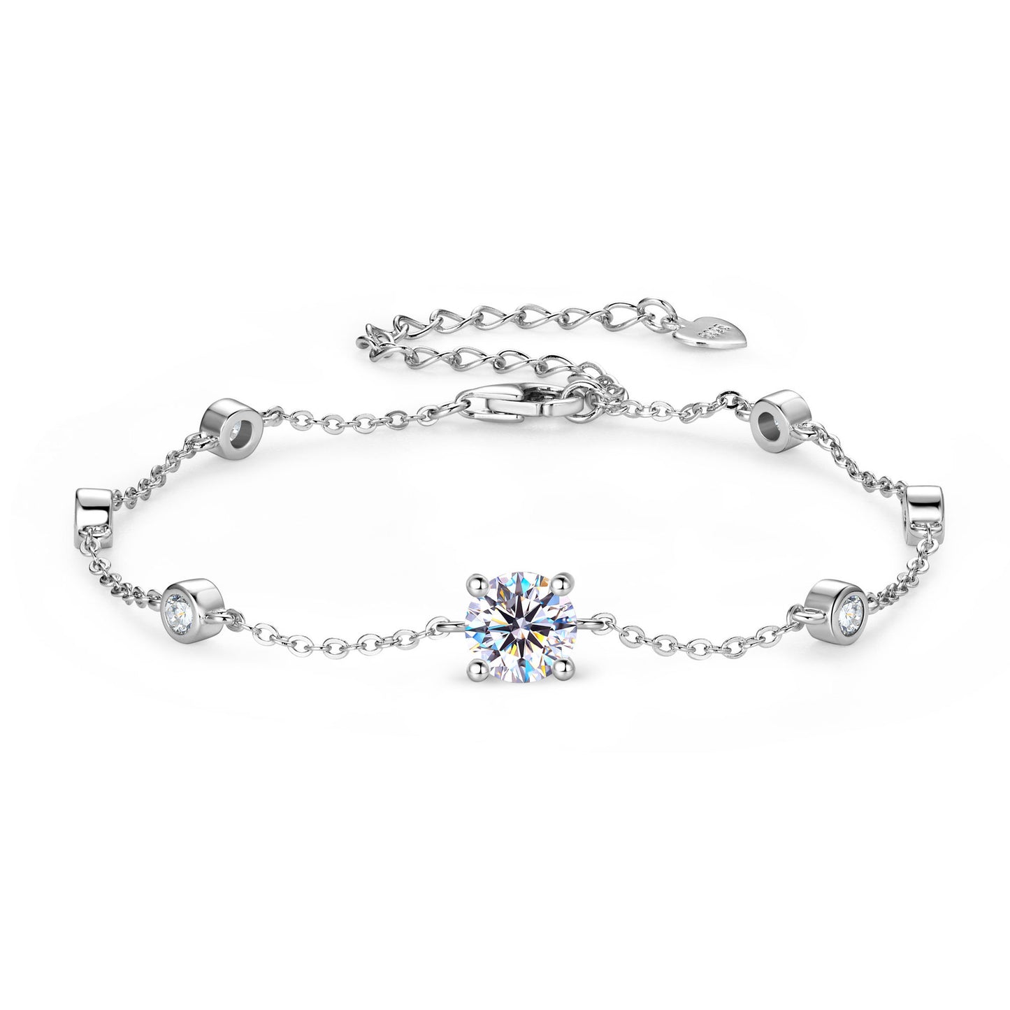 S925 Sterling Silver D Color Moissanite Star Bracelet - Premium Four-Prong Setting