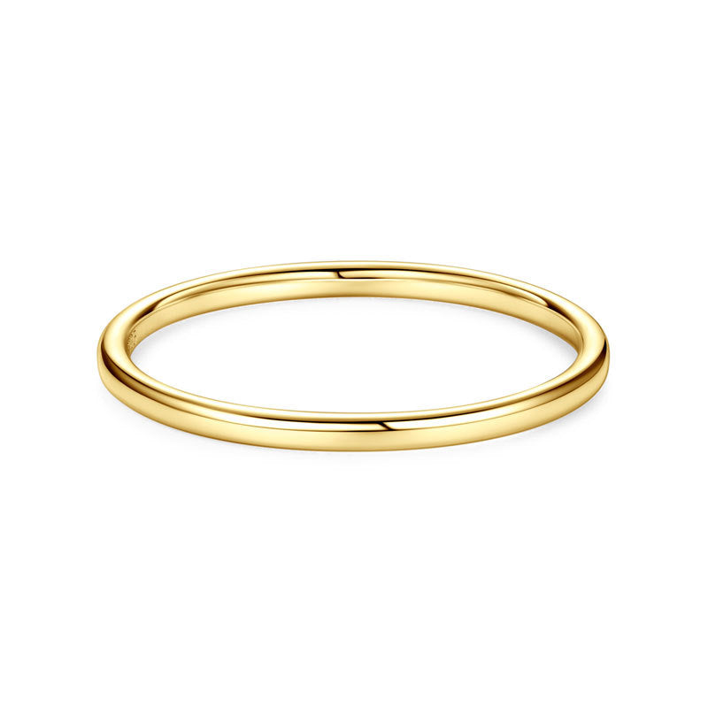 S925 Sterling Silver Classic Plain Band Ring - 18K Gold Plated Unisex Couple Ring