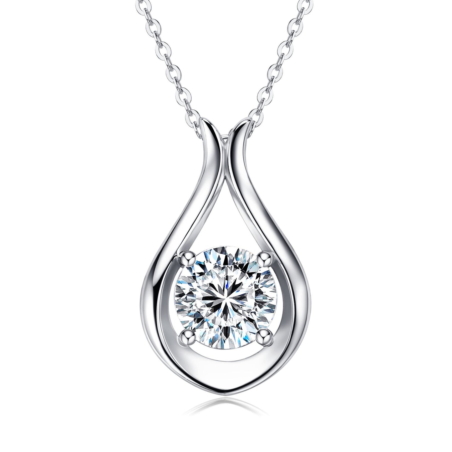 S925 Sterling Silver Bud Necklace - Water Drop Moissanite Pendant for Women