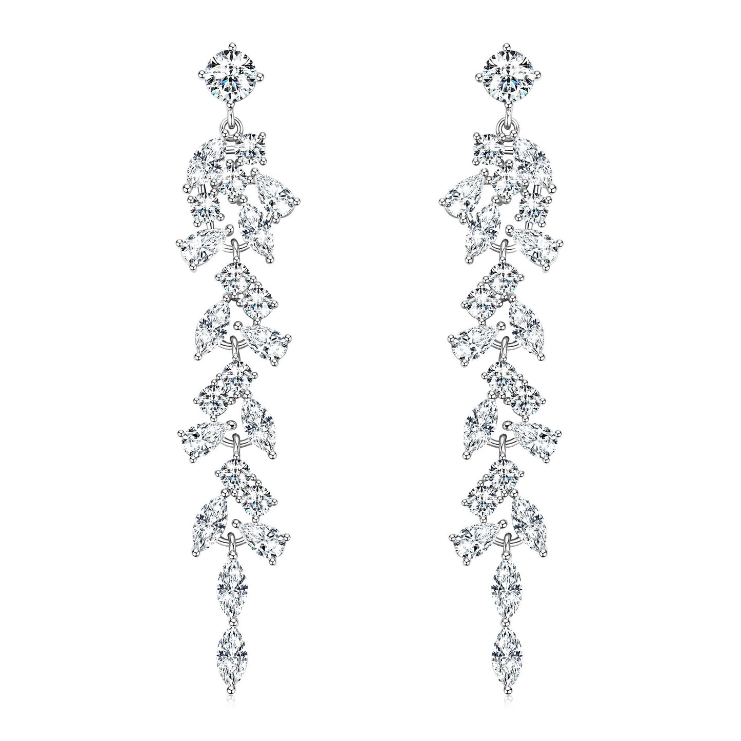 S925 Sterling Silver Sparkling Zircon Tassel Earrings - Elegant Drop Fringe Earrings