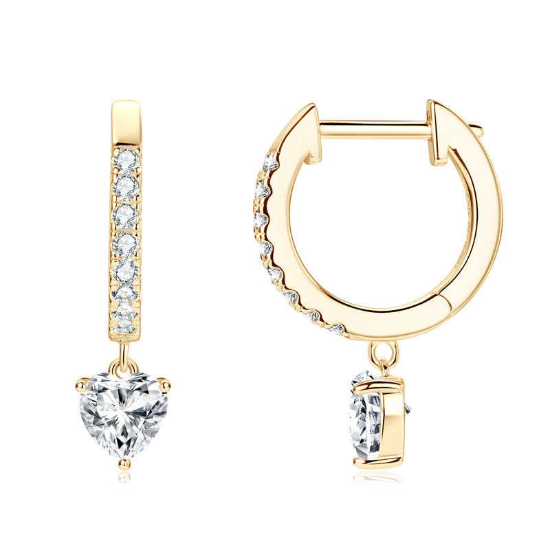 Heart Moissanite Stud Earrings - Sterling Silver for Women