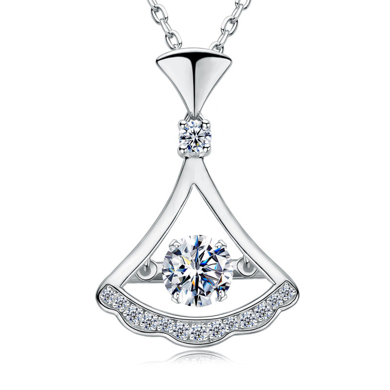 Dancing Dress Pendant Necklace - S925 Sterling Silver Charm Necklace