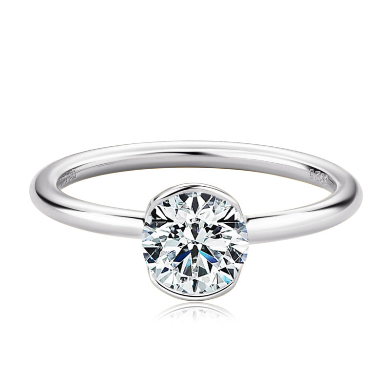 S925 Sterling Silver 18K Gold Plated Moissanite Ring - Minimalist Design