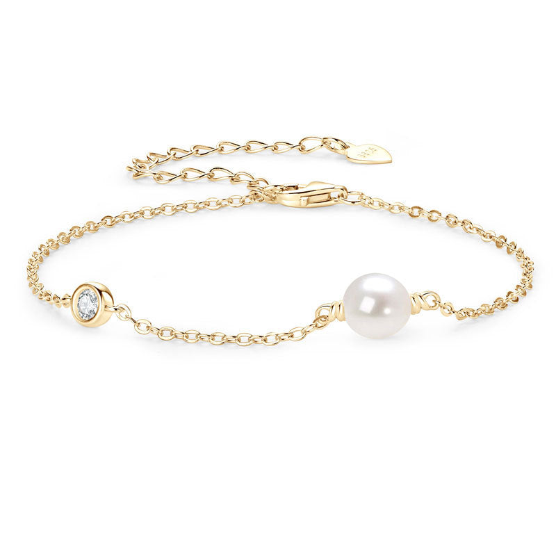 Freshwater Pearl Bracelet - S925 Sterling Silver Minimalist Jewelry for Women