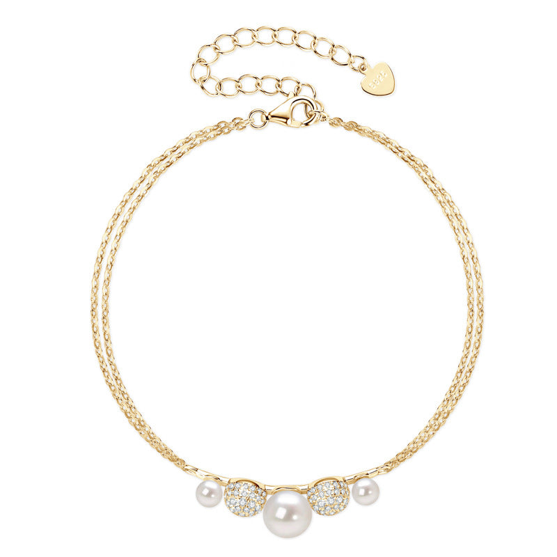 Freshwater Pearl Bracelet - Simple Elegant S925 Sterling Silver Jewelry for Women