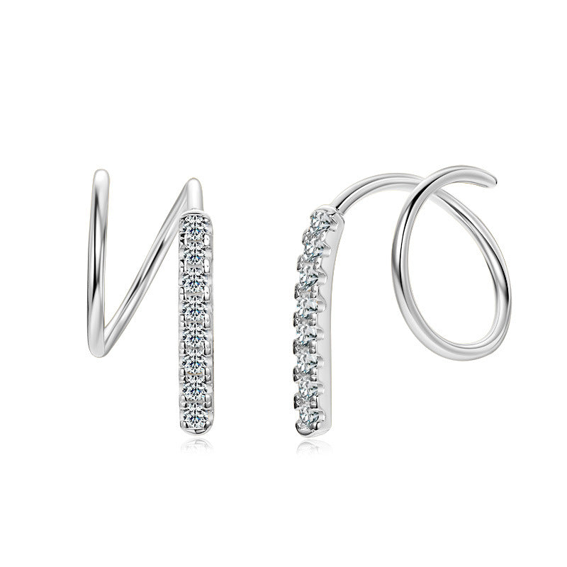 S925 Sterling Silver Rotating Moissanite Stud Earrings - Minimalist Design