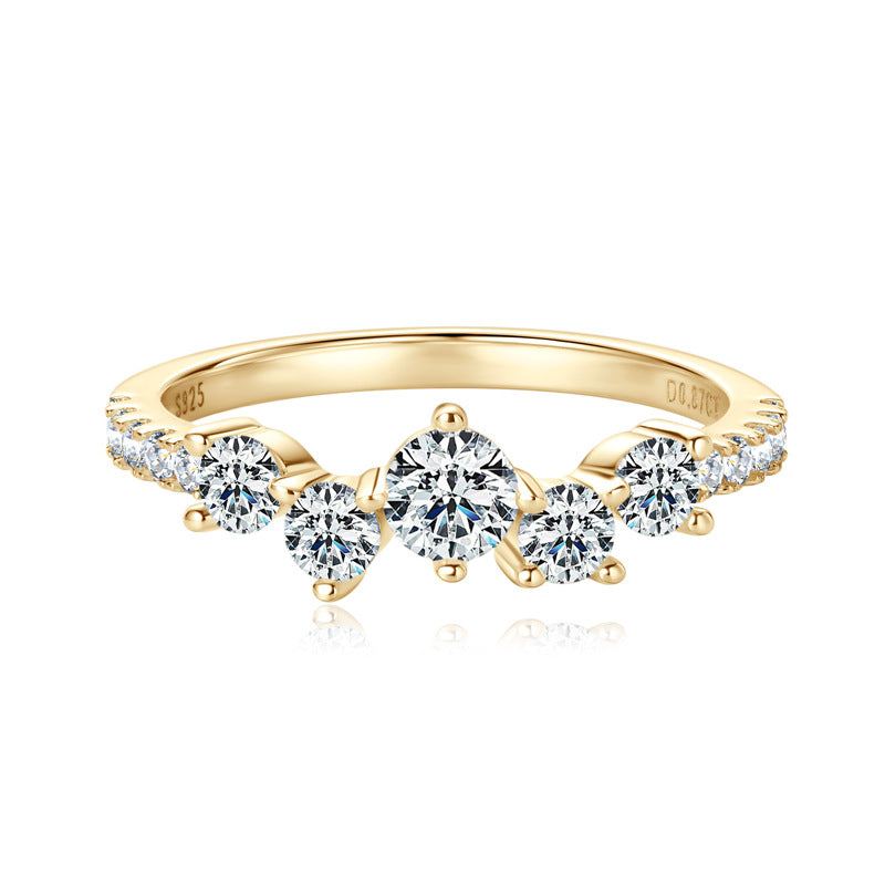 D-Color Moissanite Gypsy Ring - S925 Sterling Silver Versatile Band for Women
