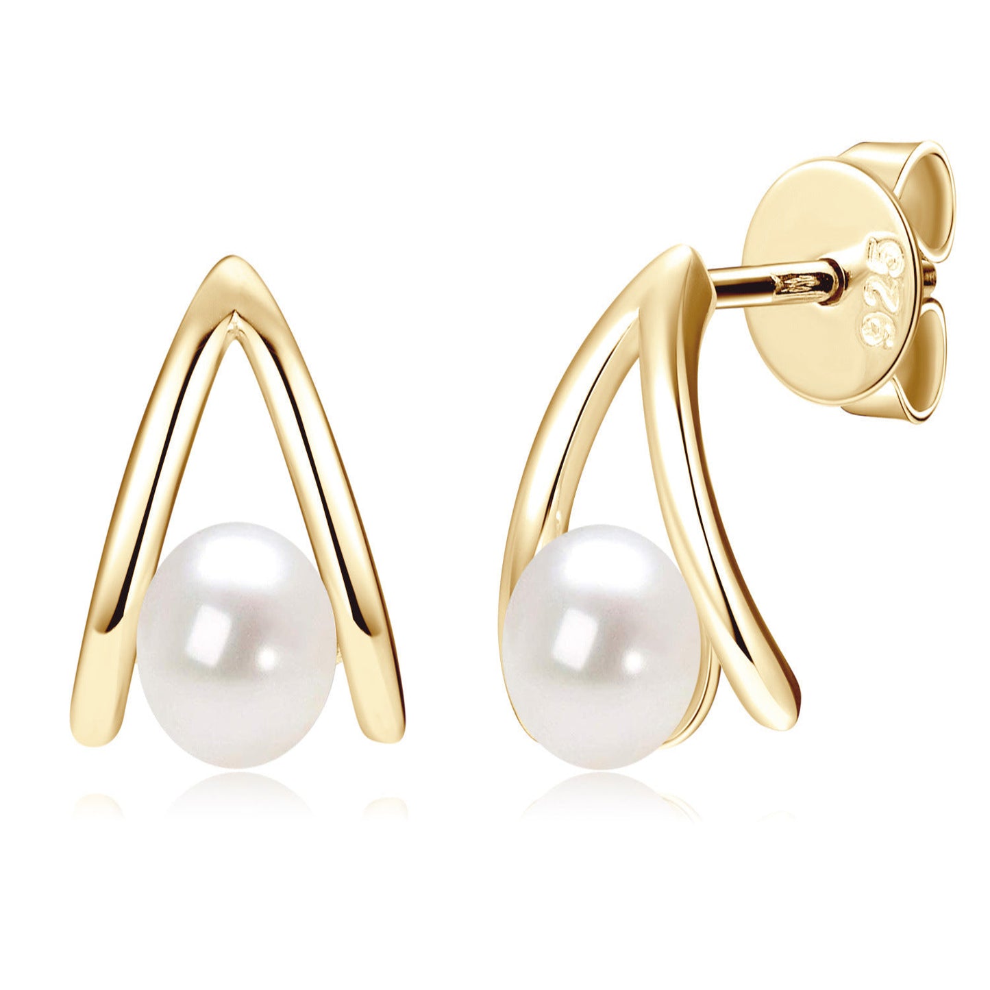 Natural Freshwater Pearl Stud Earrings - 925 Sterling Silver Simple Elegant Jewelry for Women