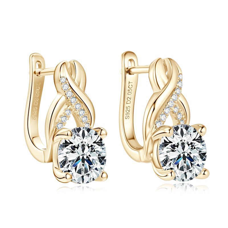 S925 Sterling Silver Water Drop Earrings - 2 Carat Moissanite Twist Earrings