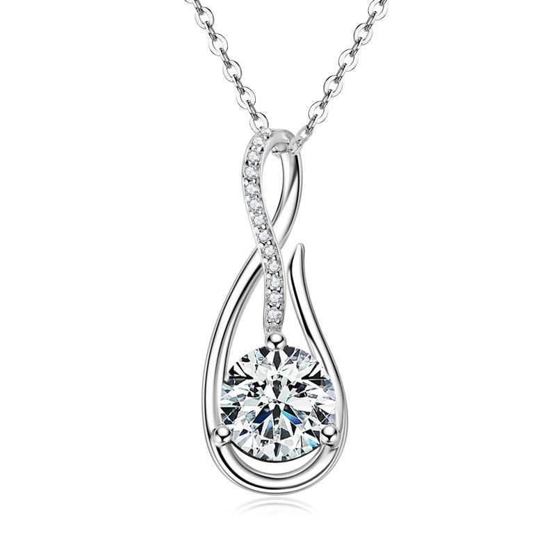 2 Carat Eight Hearts Eight Arrows Water Drop Pendant - S925 Silver Diamond Necklace