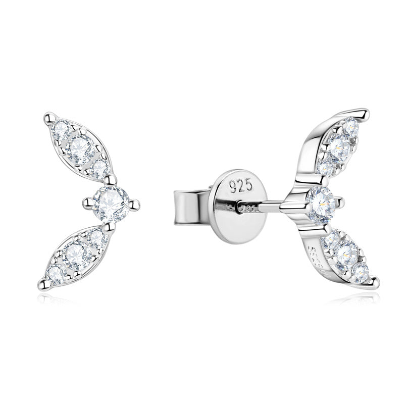 Butterfly Stud Earrings - Sterling Silver with Moissanite for Women