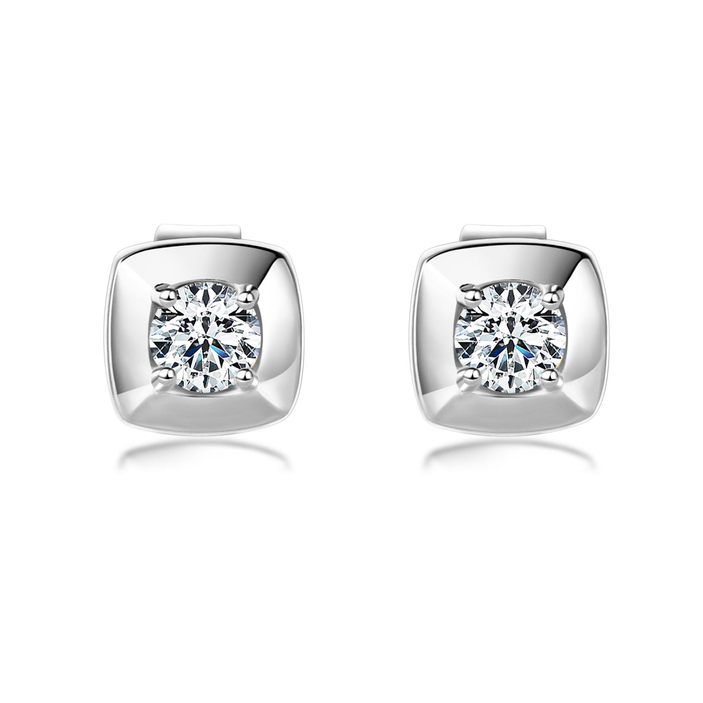 S925 Sterling Silver Square Moissanite Stud Earrings - Comfortable Sleep-In Earrings