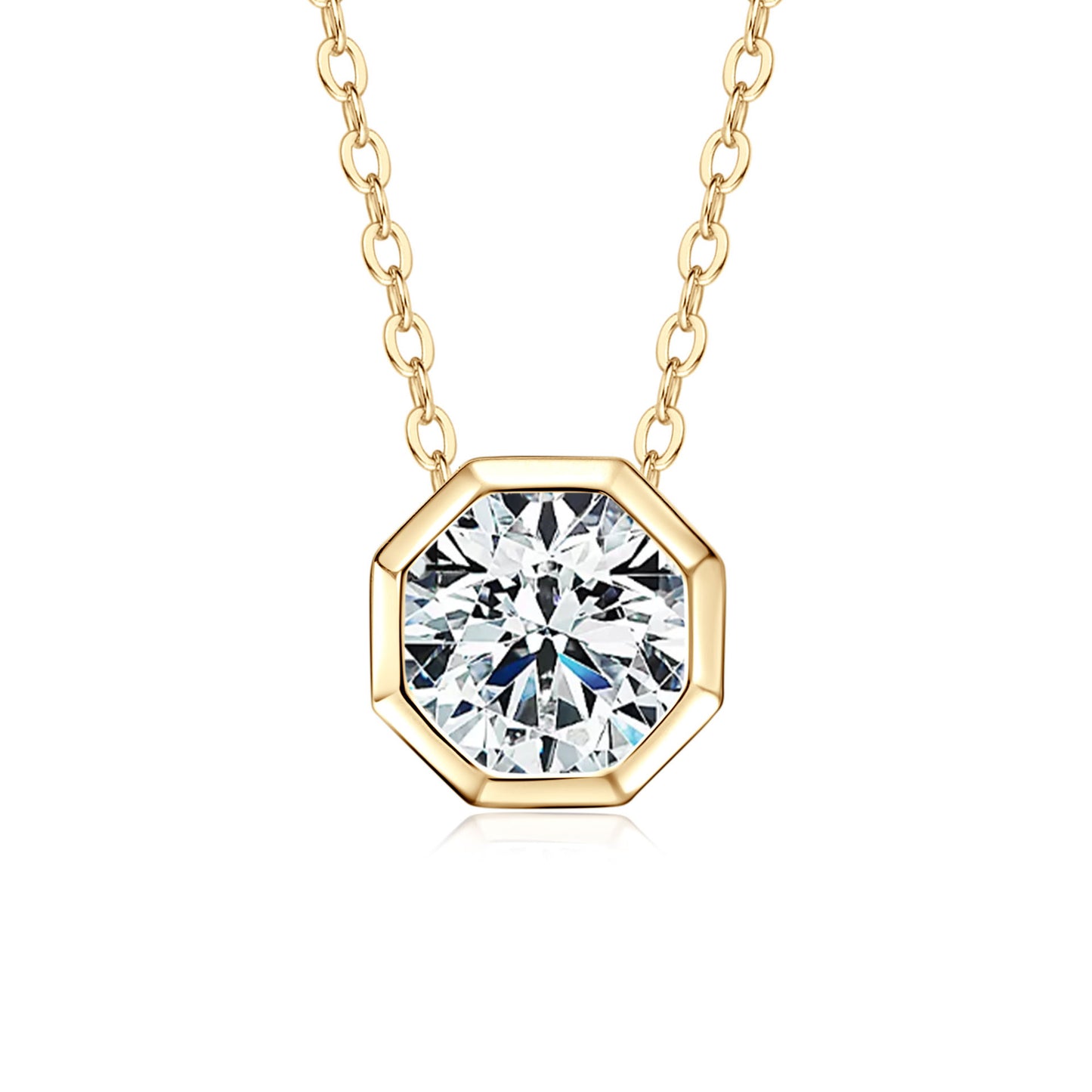 1 Carat Moissanite Solitaire Necklace - S925 Sterling Silver Geometric Pendant