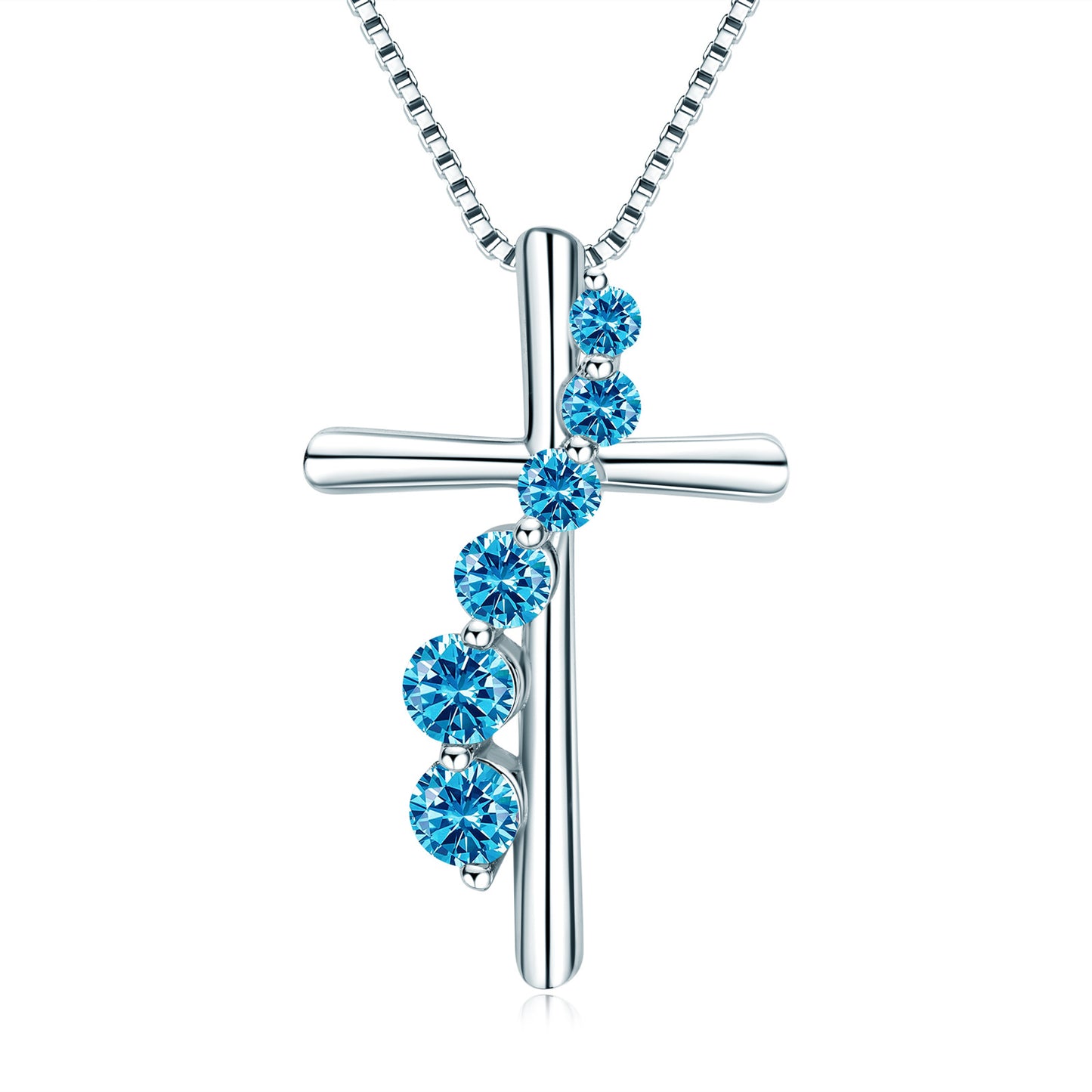 Natural Gemstone Cross Necklace - S925 Sterling Silver Pendant for Women