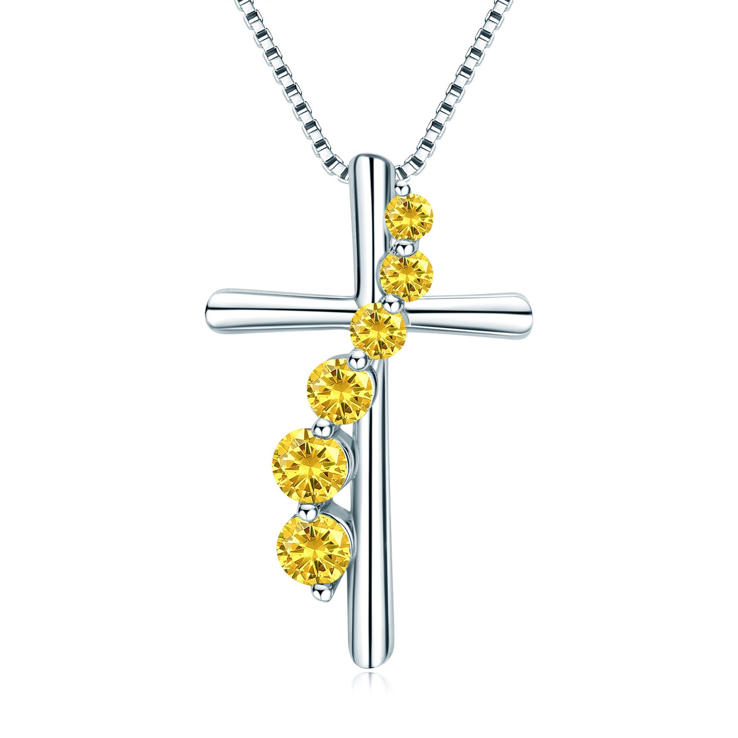 Natural Gemstone Cross Necklace - S925 Sterling Silver Pendant for Women